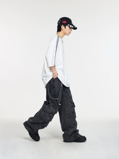 Detachable Suspender Vintage Grey Overalls