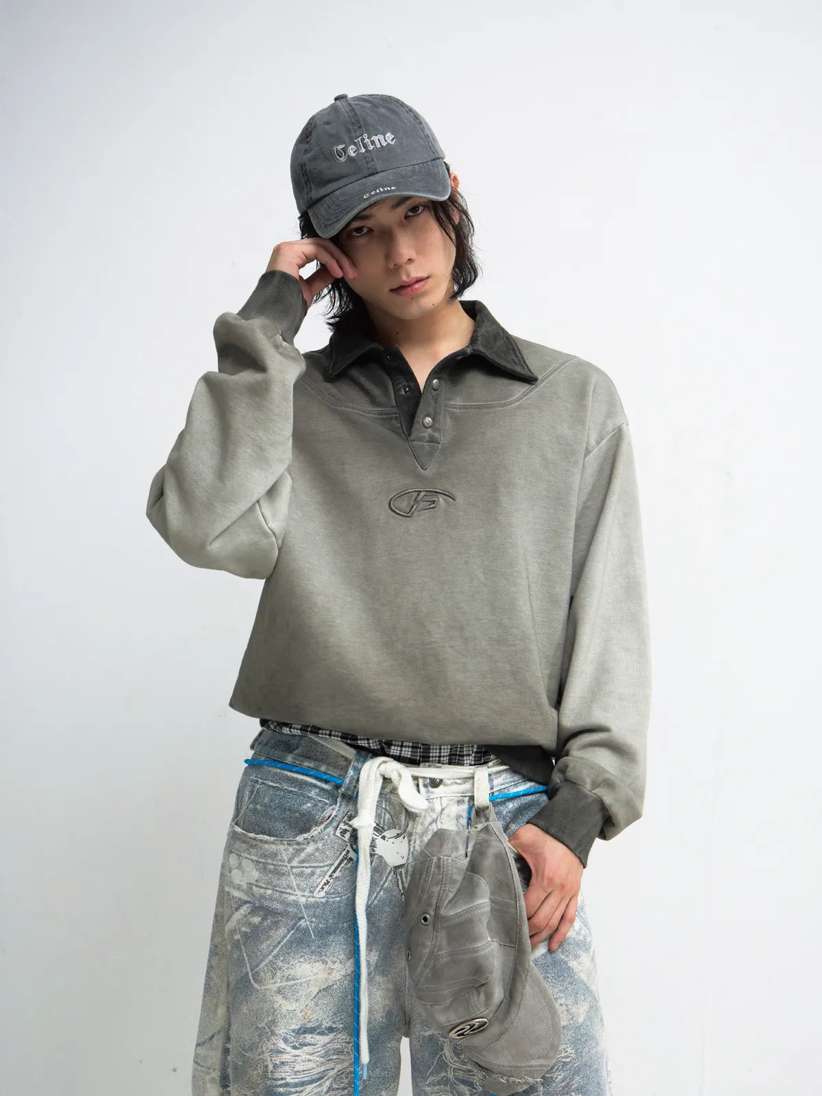PeopleStyle Dirty Dyed Distressed Washed Polo Shirt