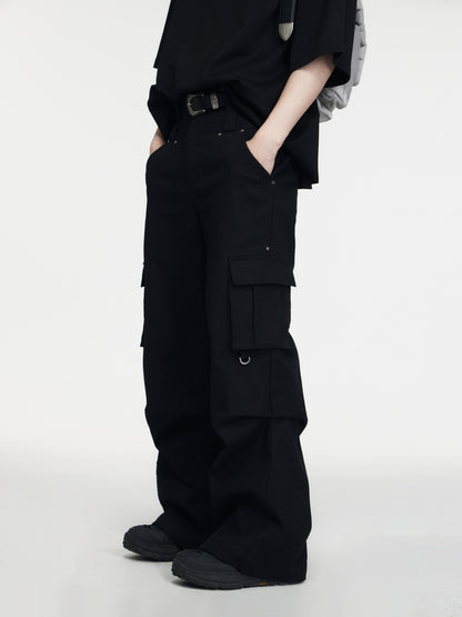 Double Waistband Retro Casual Cargo Pant