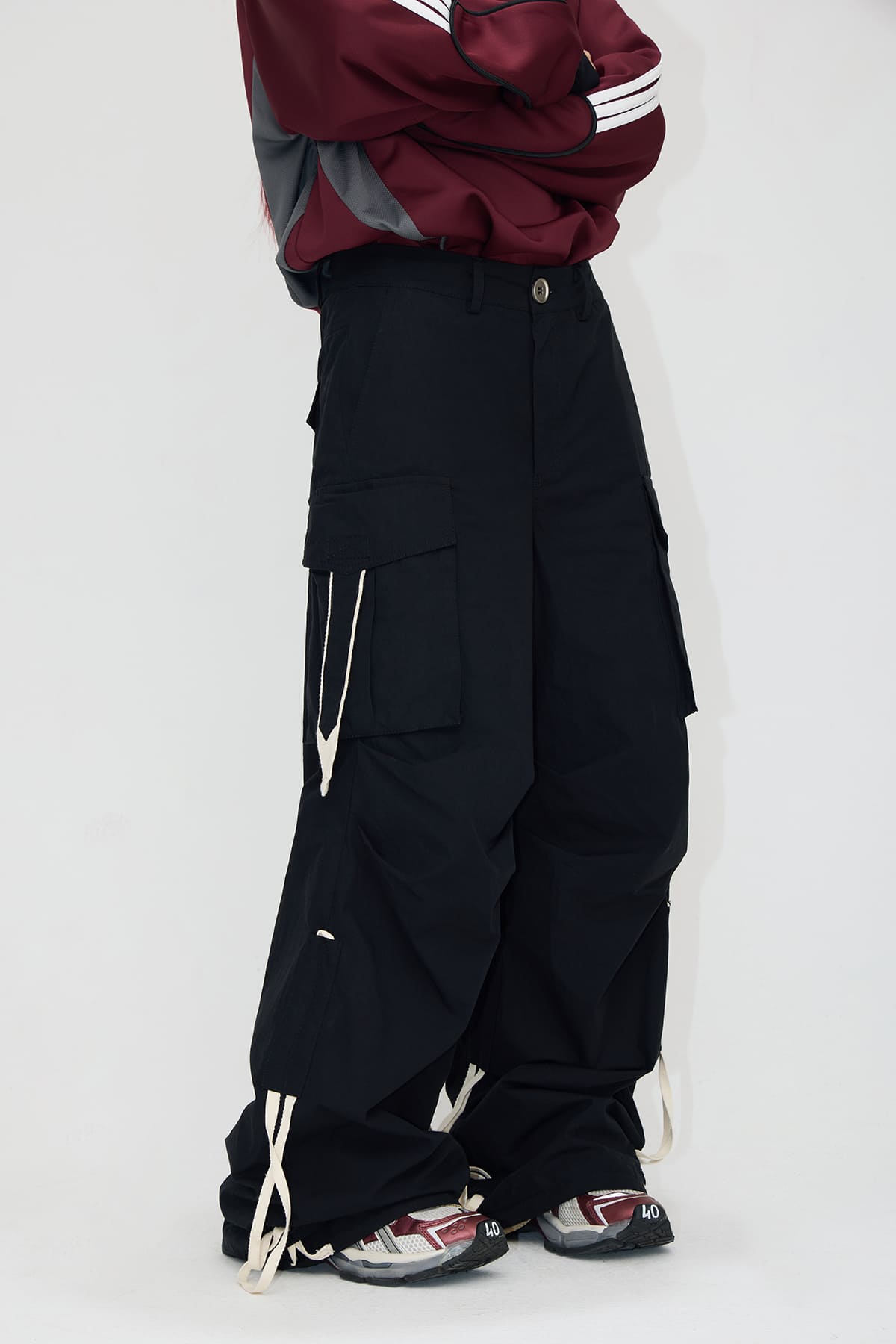 PeopleStyle Drawstring Vintage Pleated Pants