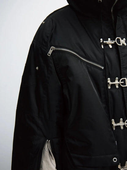 PeopleStyle  Short Flight Jacket with Fur Hood Black