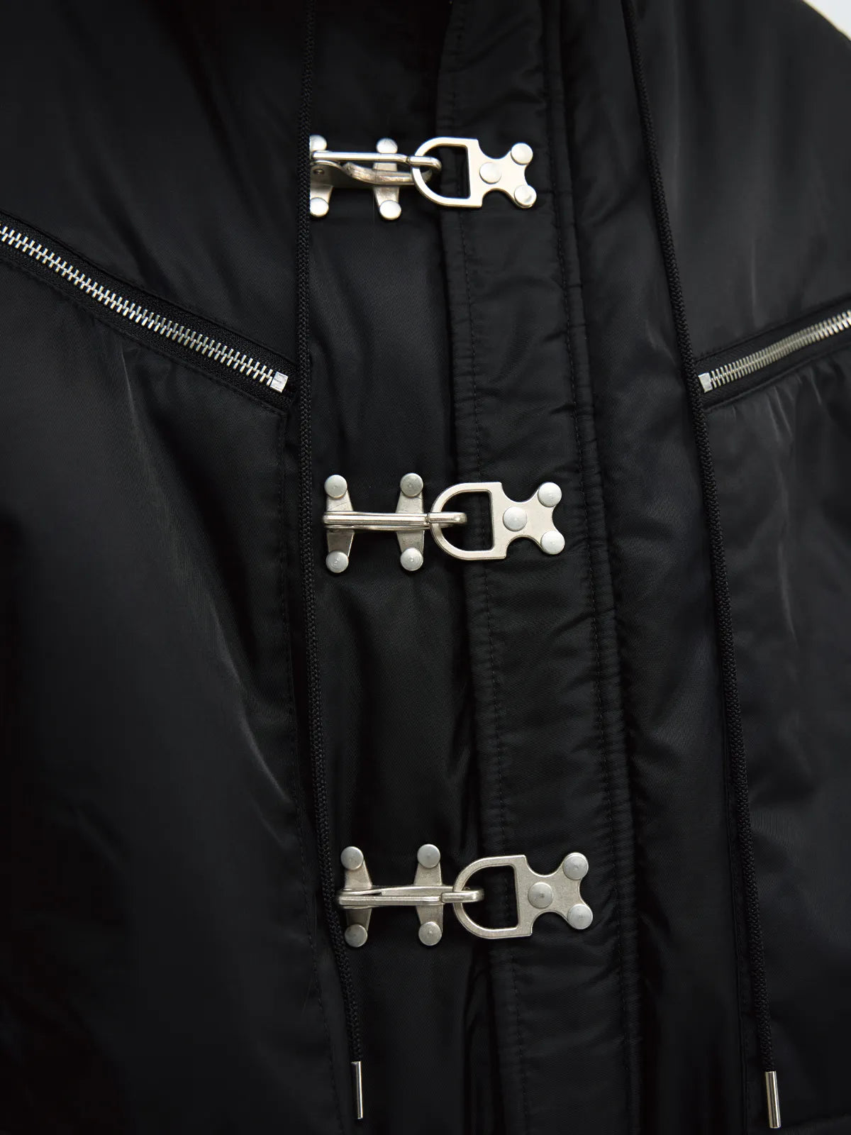 PeopleStyle  Short Flight Jacket with Fur Hood Black