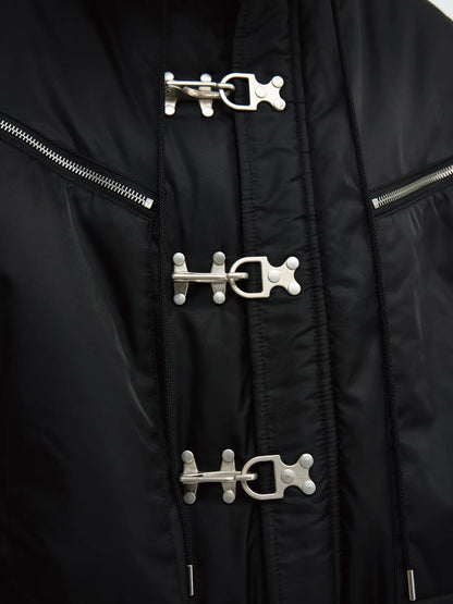 PeopleStyle  Short Flight Jacket with Fur Hood Black