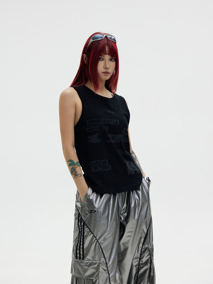Printed Tank Top black