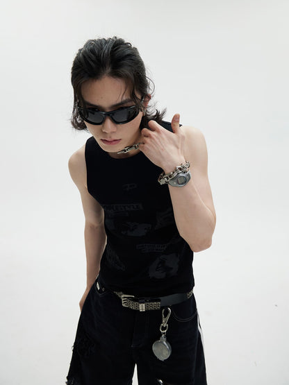 Printed Tank Top black