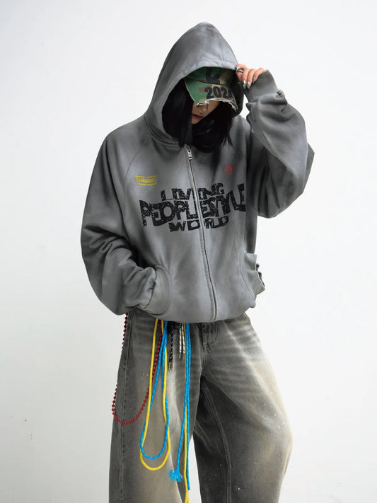 PeopleStyle Gradient Zip Up Hoodie