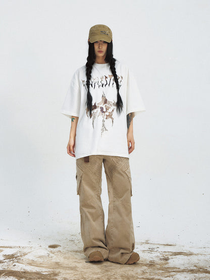 PeopleStyle Vintage Cutout Oversized T-Shirt