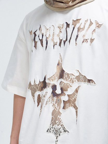 PeopleStyle Vintage Cutout Oversized T-Shirt