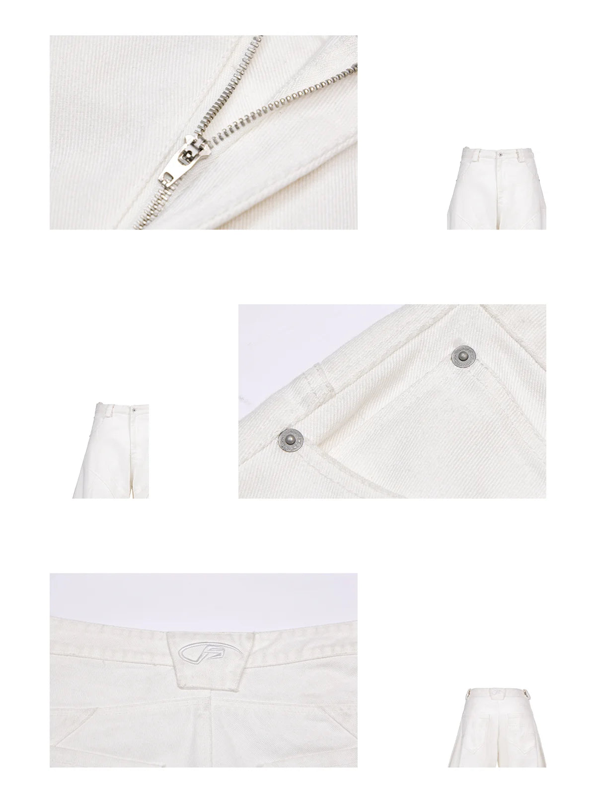Peoplesense White Pleated Wide-leg Jeans