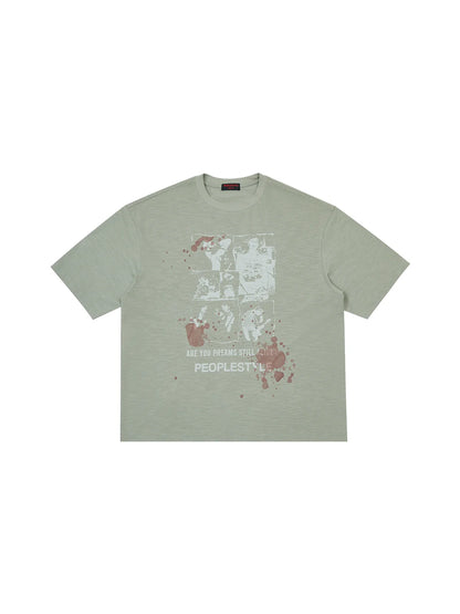 Peoplesense ‘Reality&Dream’ Vintage Green Oversized T-shirt