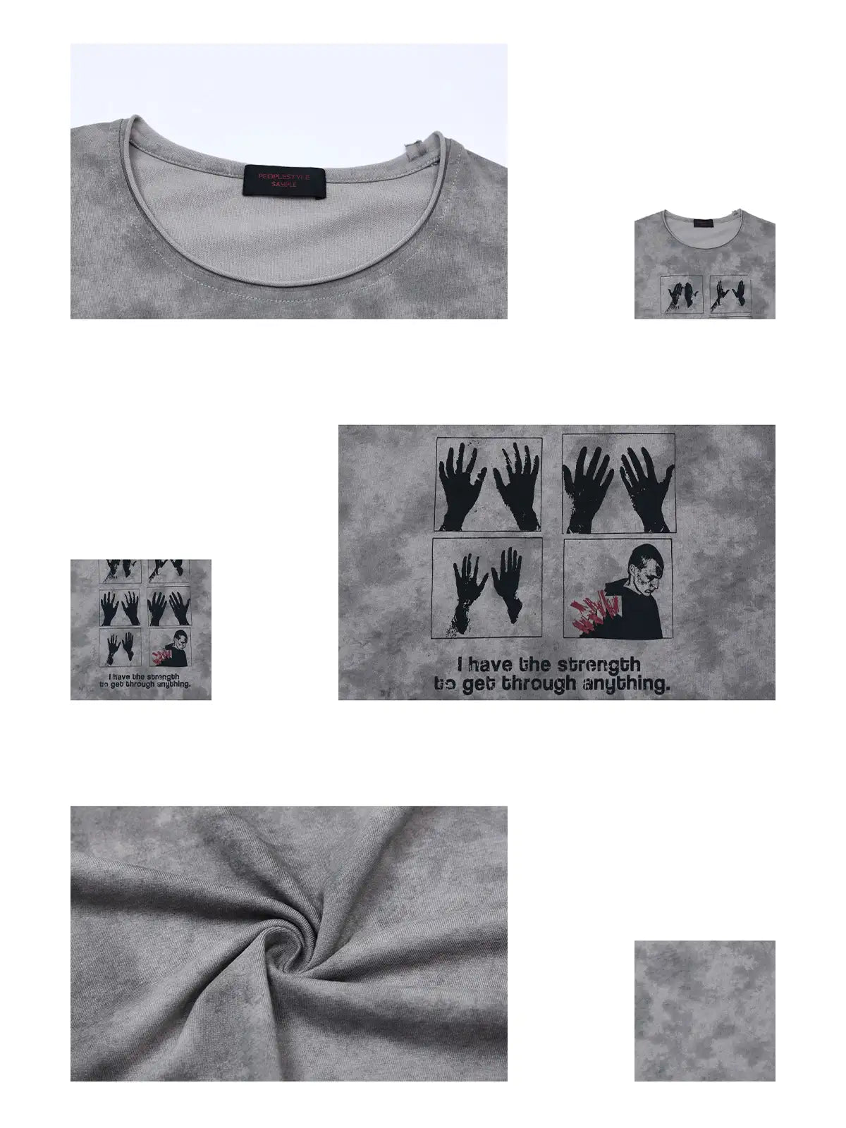 Peoplesense Cropped Hem Graphic Grey Tee