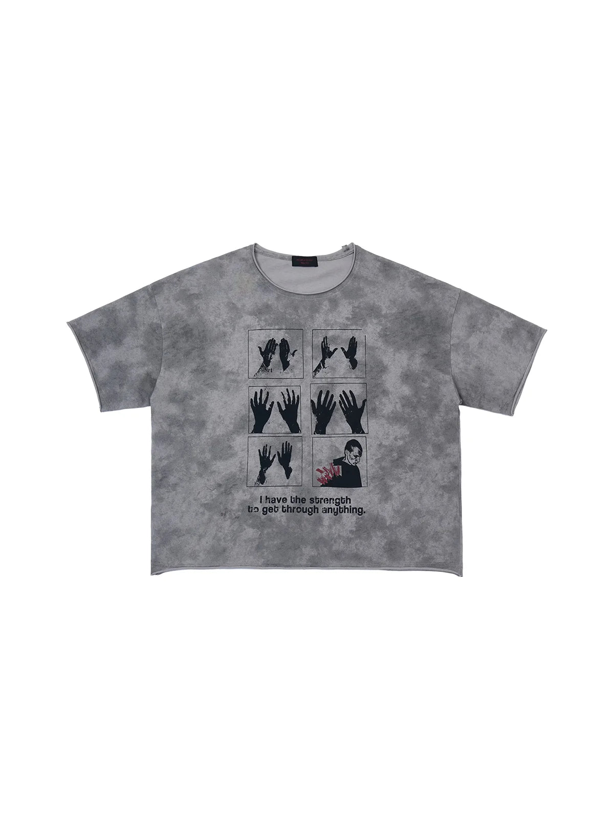 Peoplesense Cropped Hem Graphic Grey Tee