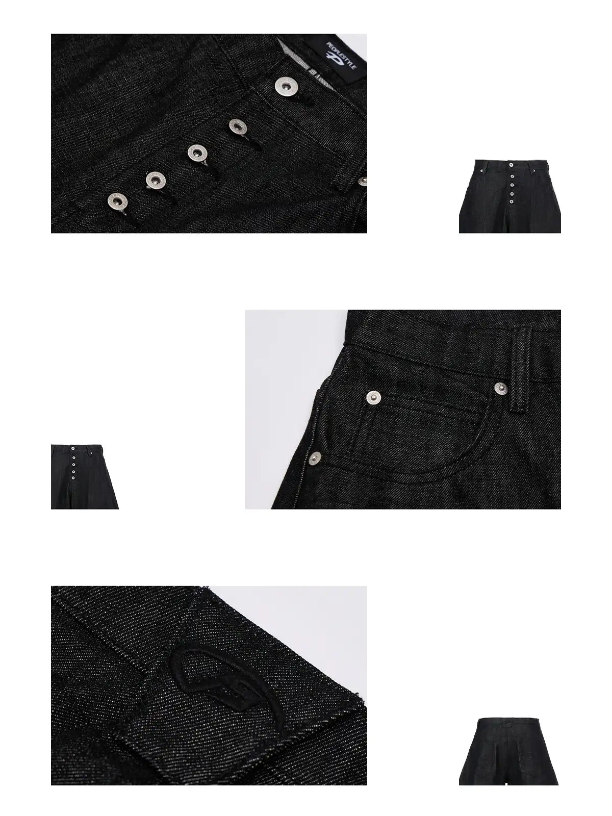 Peoplesense Black Raw Denim Jeans with Button Fly