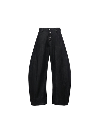 Peoplesense Black Raw Denim Jeans with Button Fly