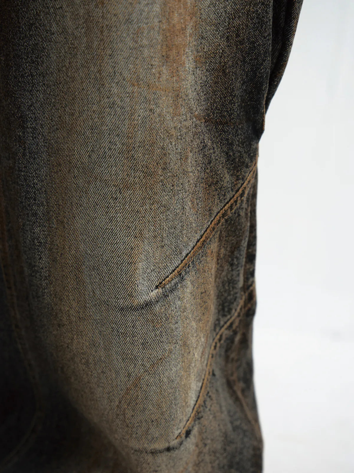 PeopleStyle Mud-Dyed Straight-Leg Jeans with Camouflage Hem