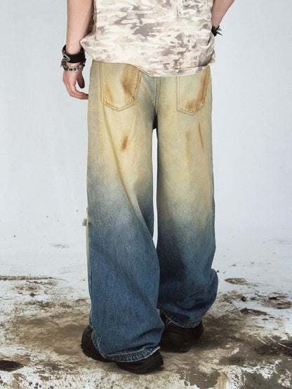  Mud Dye Distressed Baggy Jeans