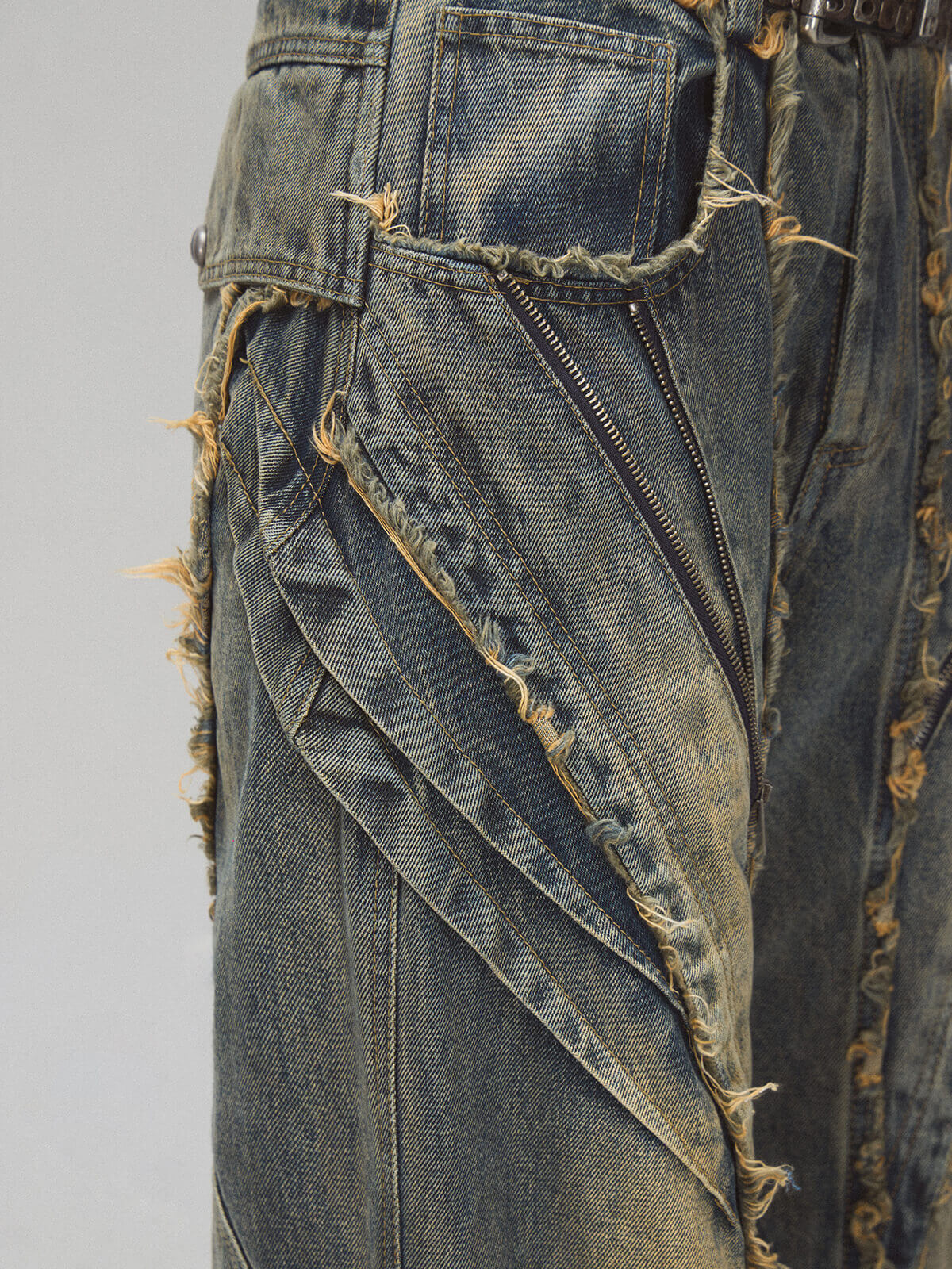 Deconstructed Washing Denim Jeans