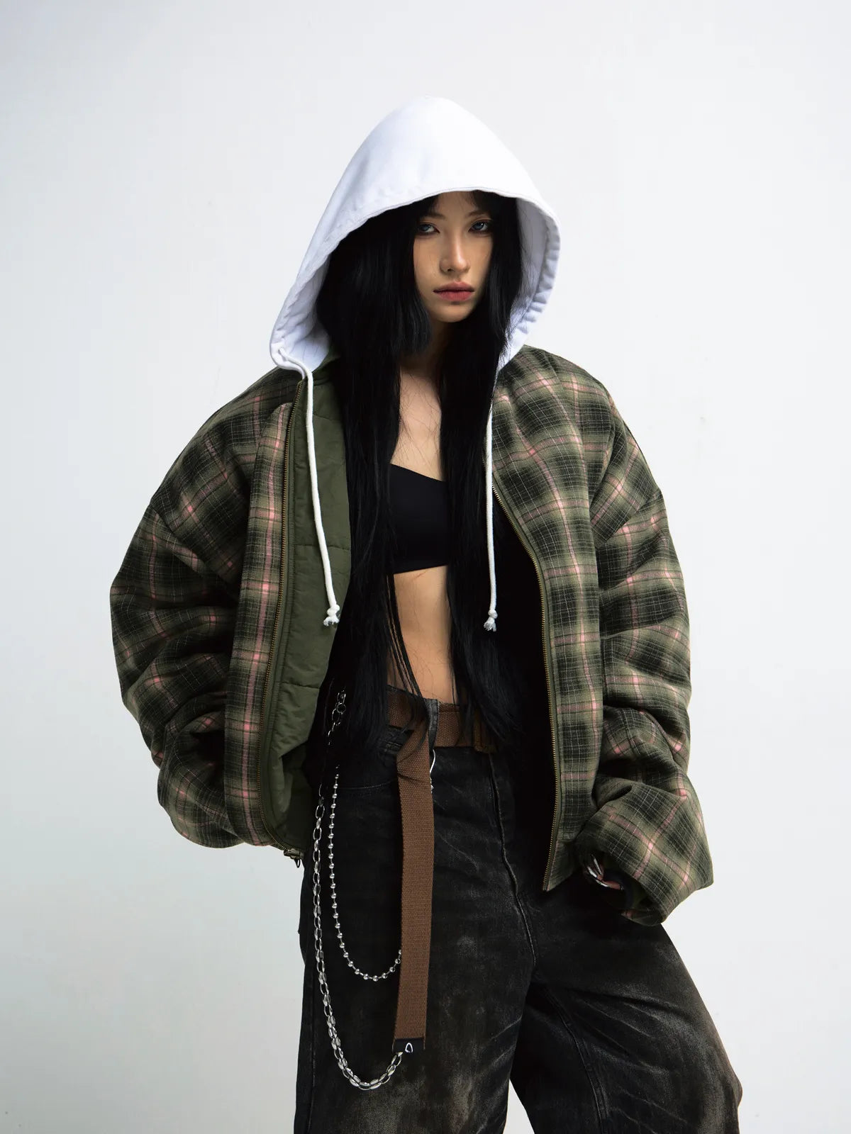 PeopleStyle Reversible Checked Cotton Jacket