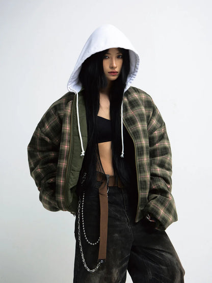 PeopleStyle Reversible Checked Cotton Jacket