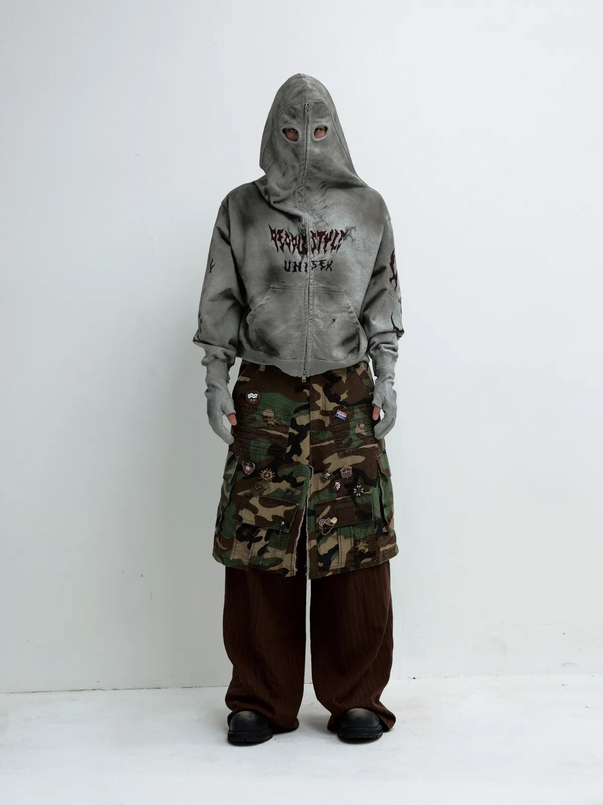 PeopleStyle Ripped Full Zip Face Mask Hoodie