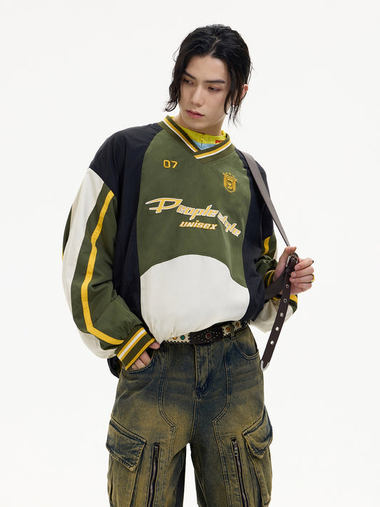 Peoplesense Rugby V-Neck Colorblock Sweatshirt