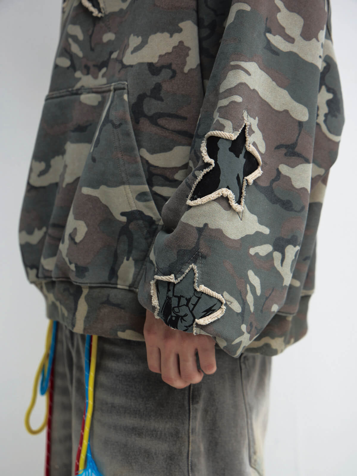 Peoplesense Vintage Camouflage Embroidered Hoodie