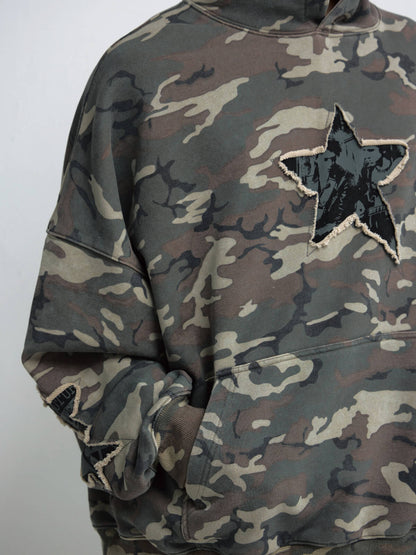 Peoplesense Vintage Camouflage Embroidered Hoodie
