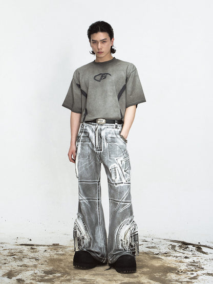 PeopleStyle Vintage Dyed Washed Baggy Jeans