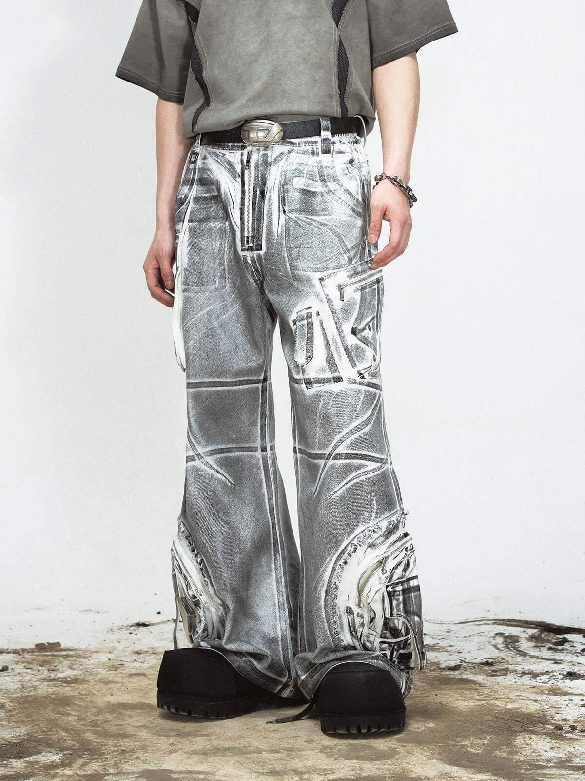 PeopleStyle Vintage Dyed Washed Baggy Jeans