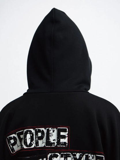 PeopleStyle Vintage Embroidered Oversized Hoodie