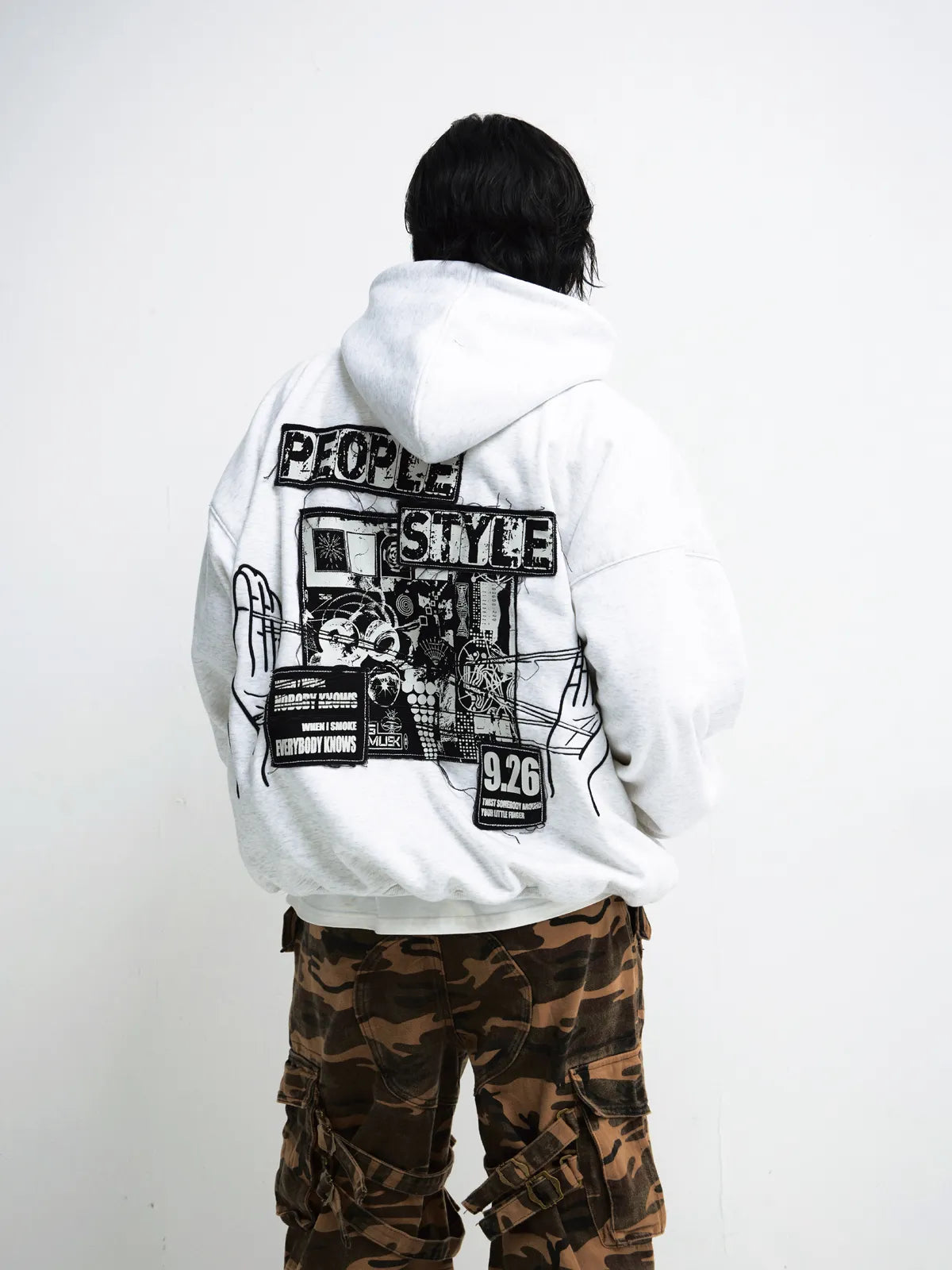 PeopleStyle Vintage Embroidered Oversized Hoodie