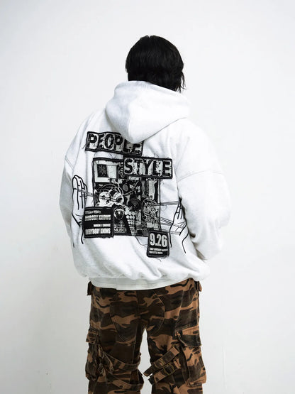 PeopleStyle Vintage Embroidered Oversized Hoodie