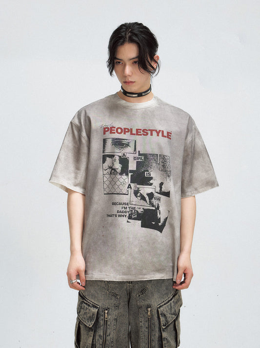 Peoplesense Vintage Printed Oversized T-Shirt