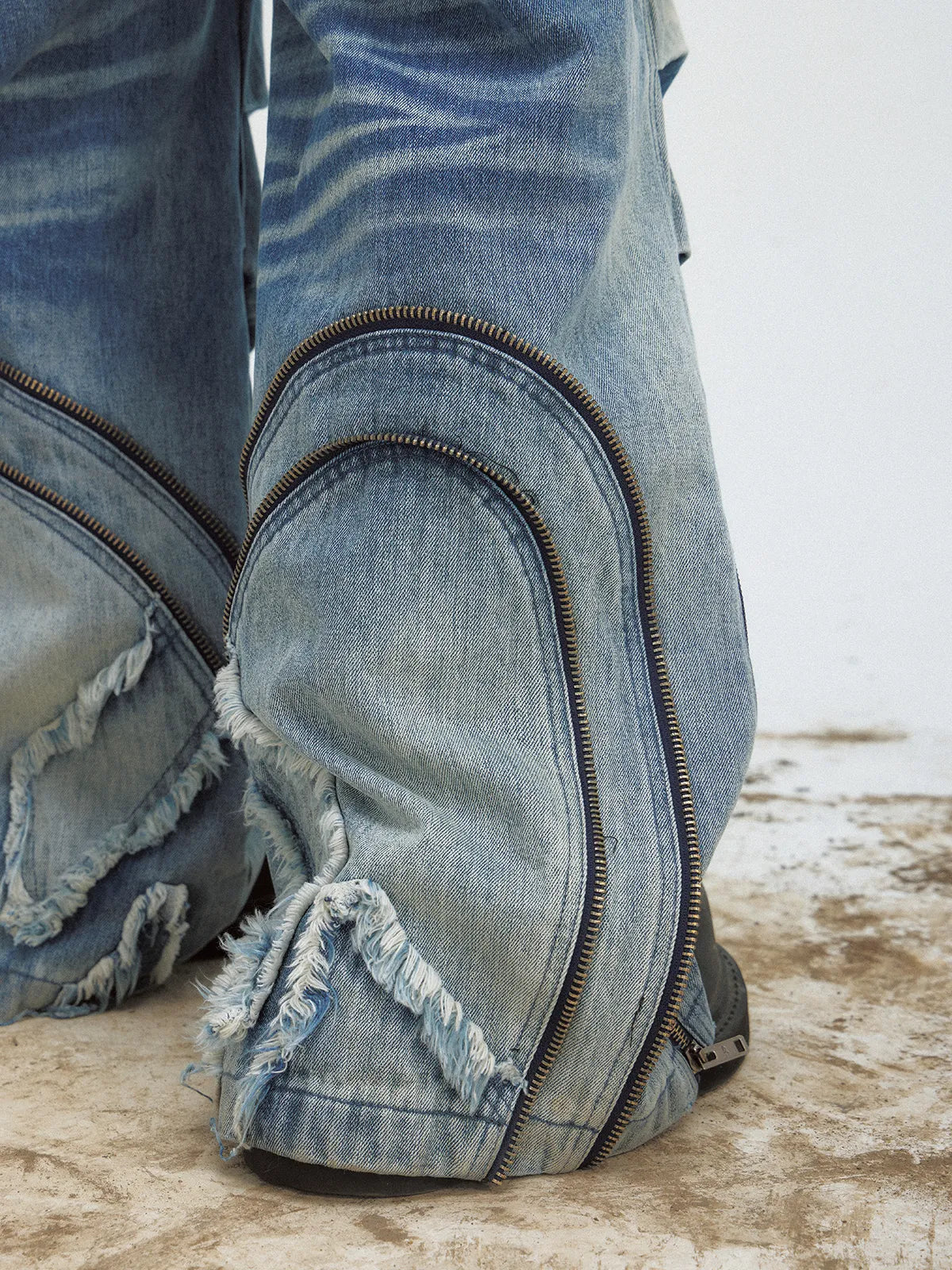 PeopleStyle Vintage Wash Pleated Wide Leg Jeans