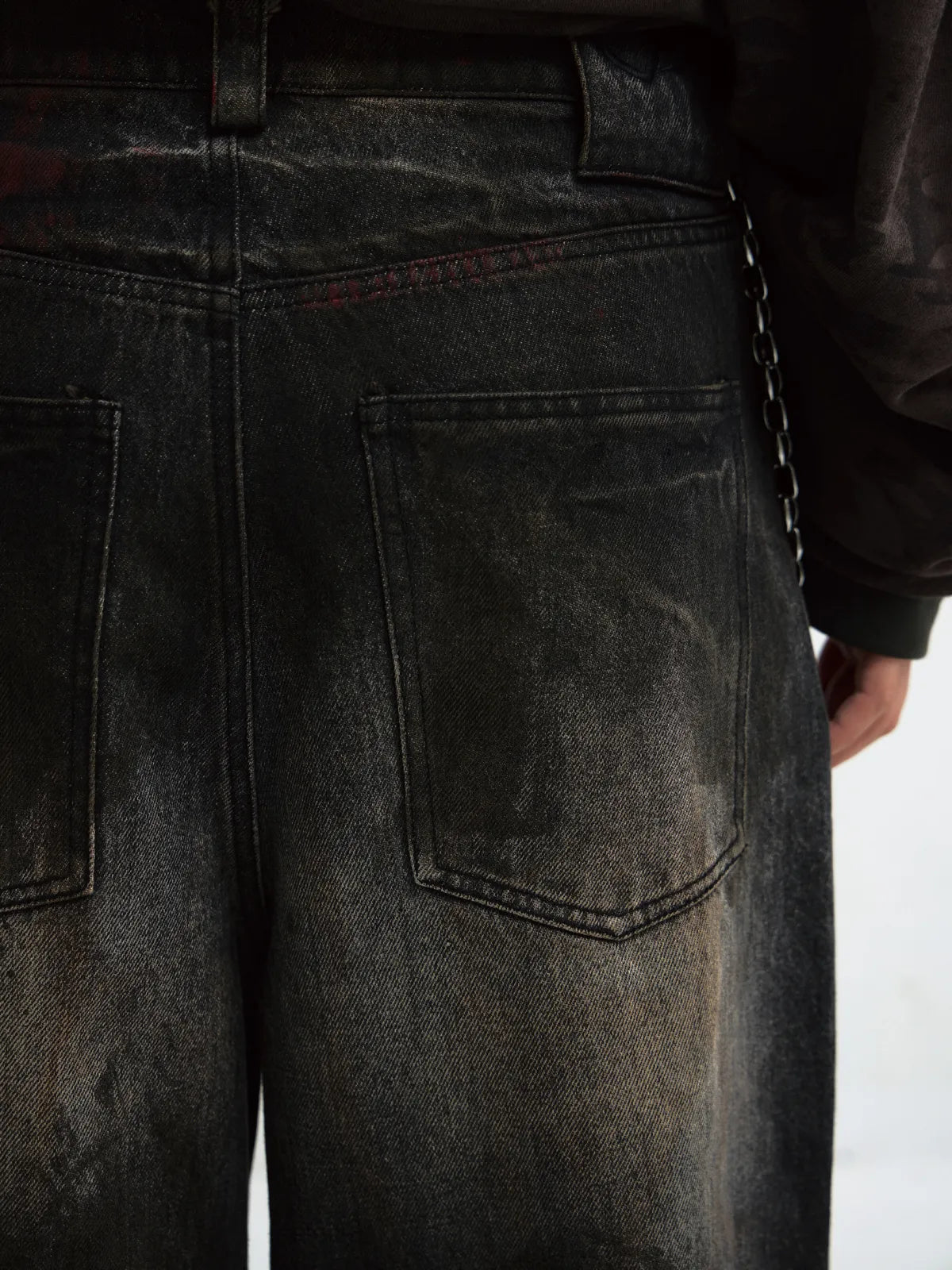 PeopleStyle Vintage Washed Black Wide Leg Jeans