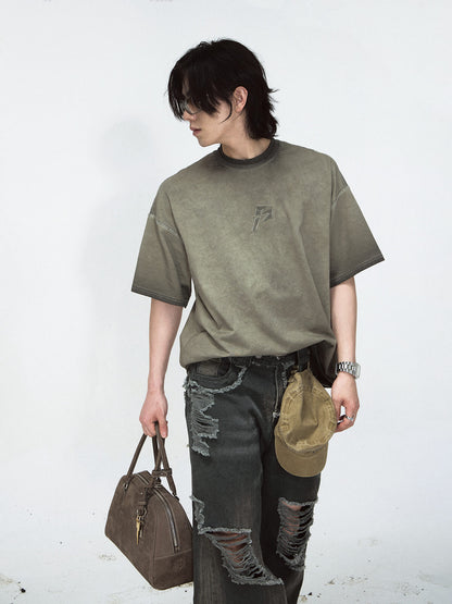 Distressed Washed Vintage Gray T-Shirt