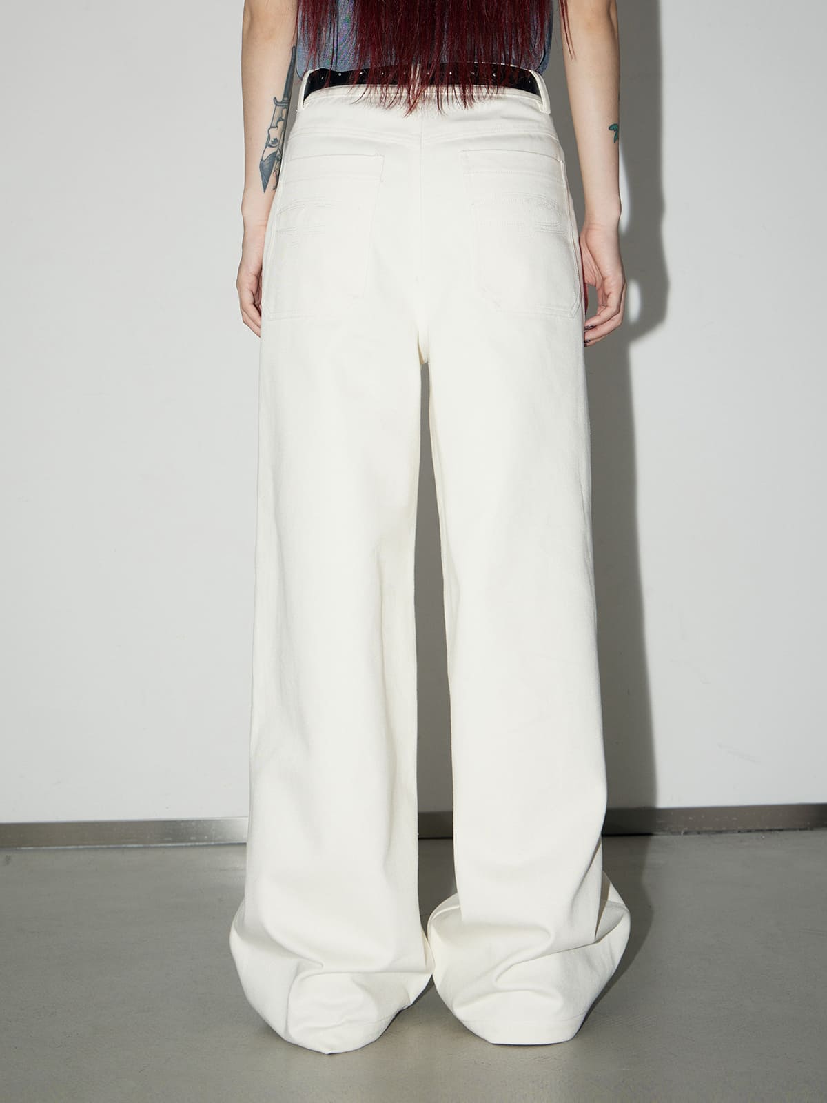 PeopleStyle White Wide Leg Baggy Jeans