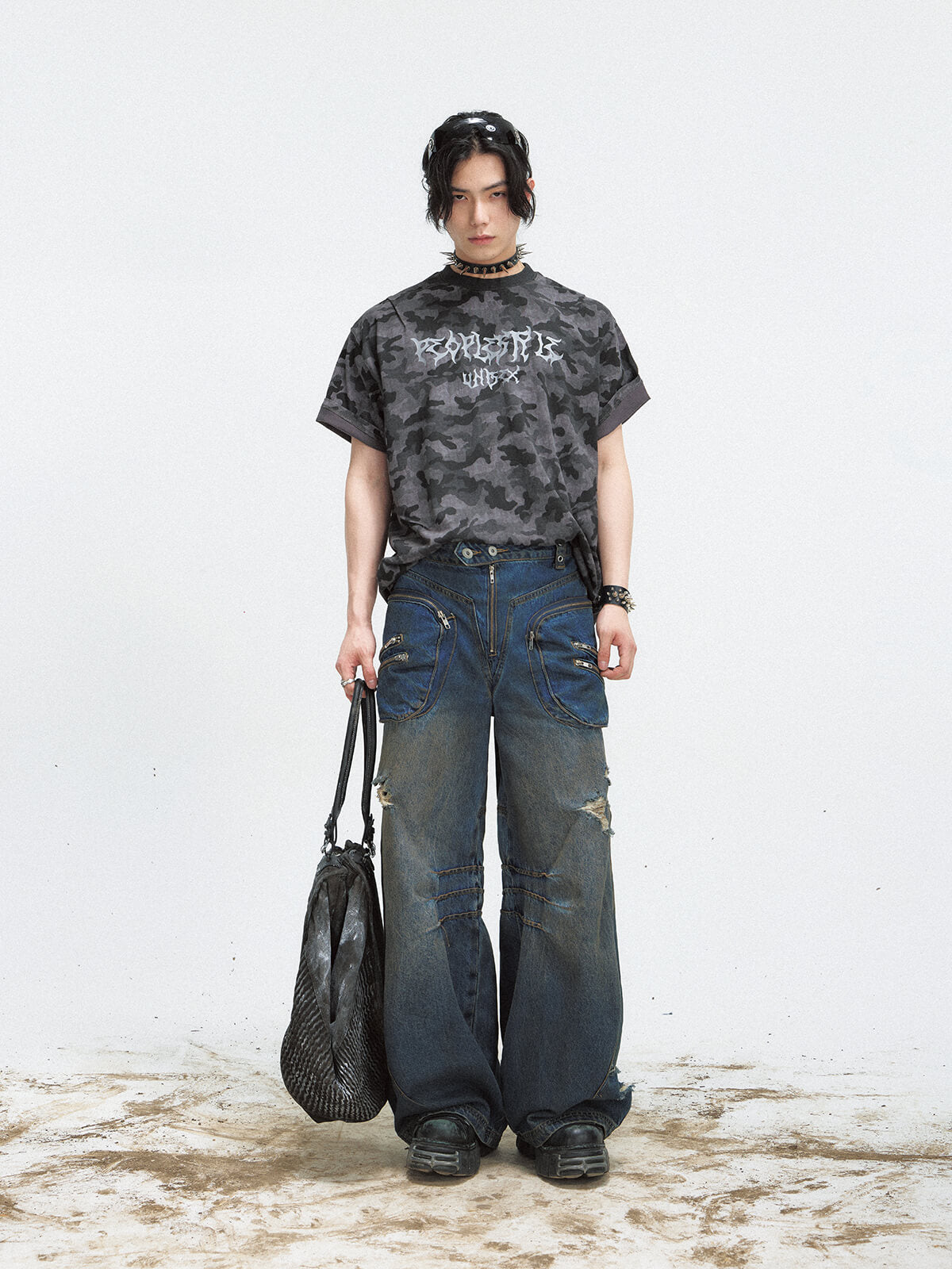 PeopleStyle Punk Camo Oversized T-Shirt