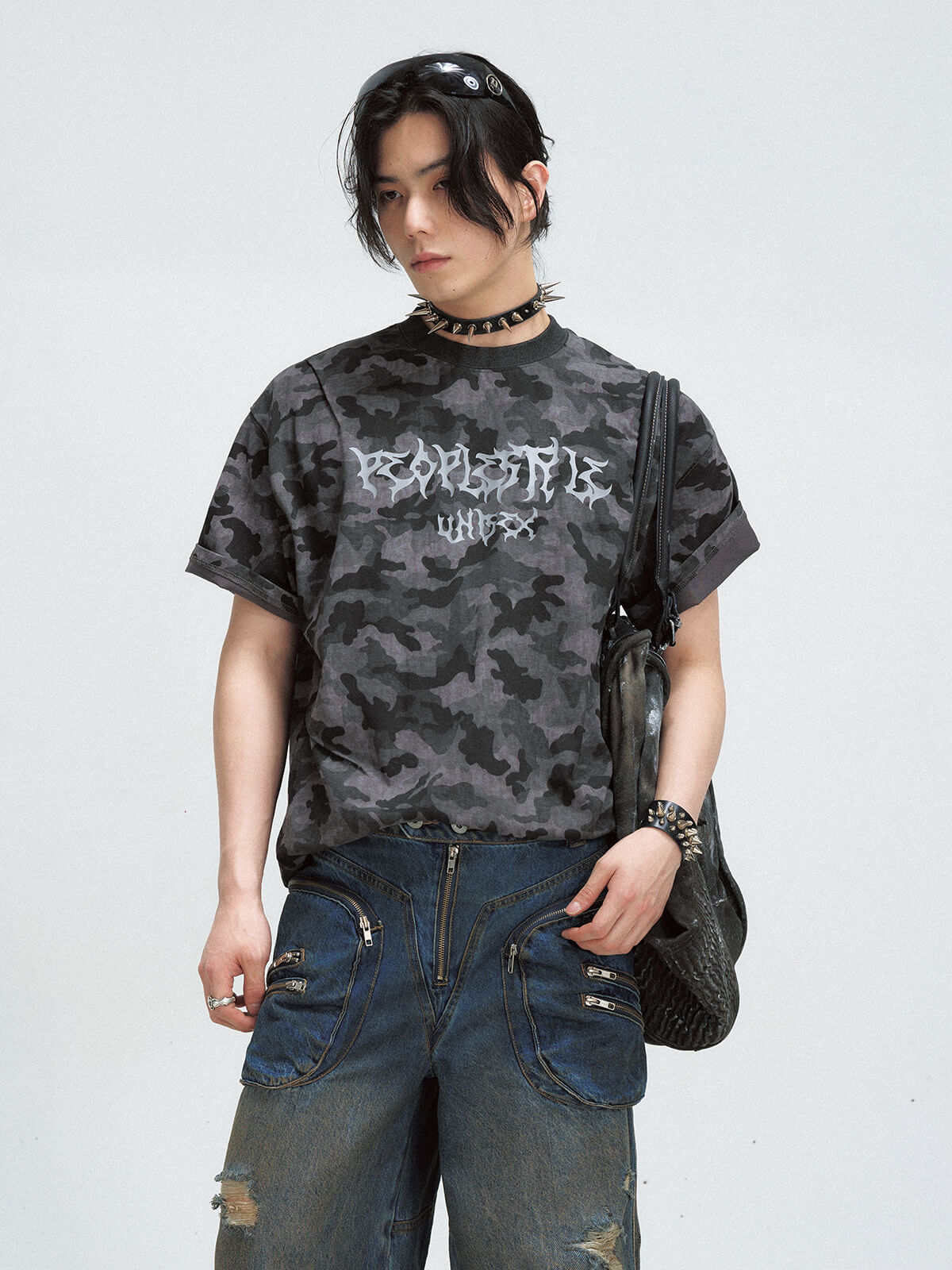 Camo Print Washed Oversized T-Shirt